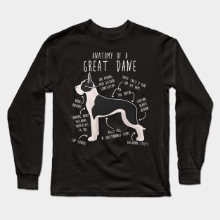 Cropped Mantle Great Dane Dog Anatomy Long Sleeve T-Shirt